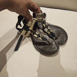 Steve Madden Black and Gold Sandals